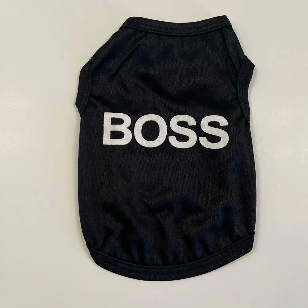 “Boss” Pet Shirt - All Sizes - Black - NWT